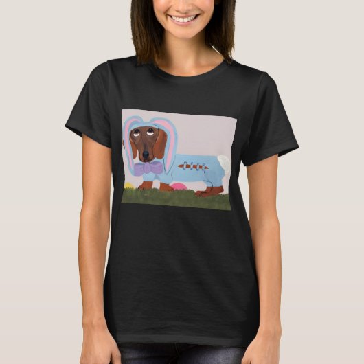 Dachshund in bunny costume t-shirt (Voorkant)