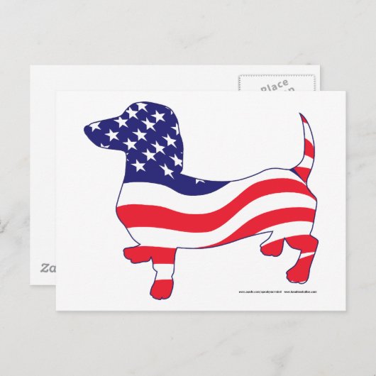 Dachshund in de Amerikaanse vlag Briefkaart (Voorkant / Achterkant)