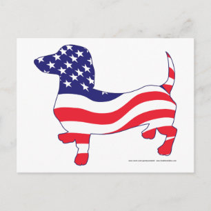 Dachshund in de Amerikaanse vlag Briefkaart