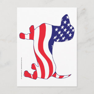 Dachshund in de Amerikaanse vlag Briefkaart