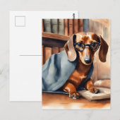 Dachshund in de Oude Bibliotheek Briefkaart (Voorkant / Achterkant)