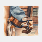  Dachshund in de Oude Bibliotheek Fleece Deken (Voorkant (Horizontaal))