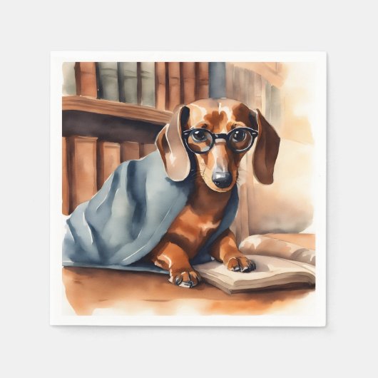  Dachshund in de Oude Bibliotheek Servet (Voorkant)