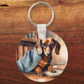  Dachshund in de Oude Bibliotheek Sleutelhanger (Voorkant)