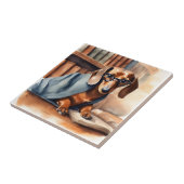  Dachshund in de Oude Bibliotheek Tegeltje (Zijkant)