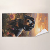 Dachshund in de schemering badhanddoek (Badhanddoek)