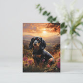Dachshund in de schemering briefkaart (Staand voorkant)
