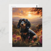 Dachshund in de schemering briefkaart (Voorkant / Achterkant)