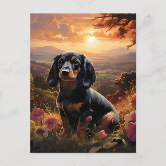 Dachshund in de schemering briefkaart (Voorkant)