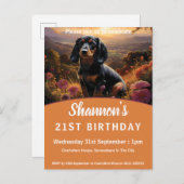 Dachshund in de schemering uitnodiging briefkaart (Voorkant / Achterkant)