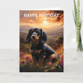 Dachshund in de schemering Verjaardag Kaart (Voorkant)