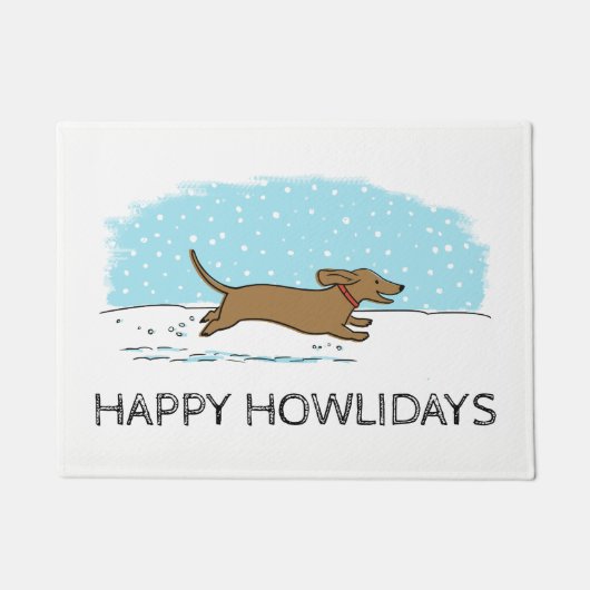 Dachshund in de Sneeuwfeestdag | Aangepast credite Deurmat (Voorkant)
