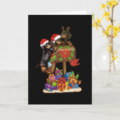 Dachshund in doos brief buiten Kerst decoraties Kaart (Gele Bloem)