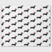 Dachshund in een kerstkerstman met kerstmis cadeaupapier (Vlak)