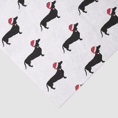 Dachshund in een kerstkerstman met kerstmis tissuepapier (Detail)
