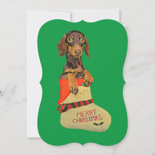 Dachshund in een kerstkous feestdagenkaart (Voorkant)