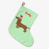 Dachshund in een Santa Hat Grote Kerstsok (Voorkant (Hangend))