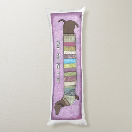 Dachshund in een Sweater - Funny Doxie Pillow Lichaamskussen (Achterkant (Verticaal))