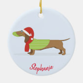 Dachshund in Face Mask Kerstmis 2020 Keramisch Ornament (Achterkant)