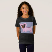 Dachshund In Fuzzy Pink Bunny Suit T-shirt (Voorkant volledig)