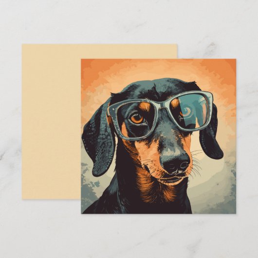 Dachshund in glazen notitiekaartje (Voorkant / Achterkant)