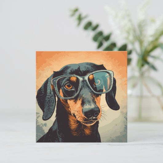 Dachshund in glazen notitiekaartje (Staand voorkant)