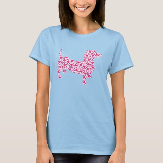 Dachshund In harten en liefde T-shirt (Voorkant)