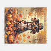 Dachshund in herfstbladeren Thanksgiving Kunst Fleece Deken (Voorkant (Horizontaal))