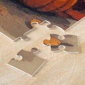Dachshund in herfstbladeren Thanksgiving Kunst Legpuzzel (Zijkant)