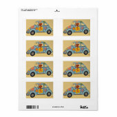 Dachshund in hippie-auto etiket (Full Sheet)
