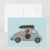 Dachshund in Hippie-auto met Kerst Briefkaart (Voorkant / Achterkant)