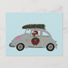 Dachshund in Hippie-auto met Kerst Briefkaart