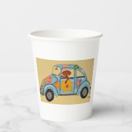 Dachshund in Hippie Auto Papieren Bekers