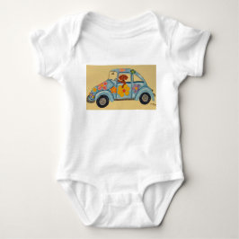 Dachshund in hippie-auto romper