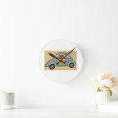 Dachshund in hippie-auto  ronde klok (Huis)