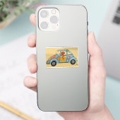 Dachshund in hippie-auto sticker (Telefoon)