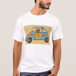 Dachshund in Hippie auto T-shirt