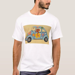 Dachshund in Hippie auto T-shirt