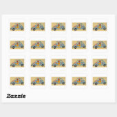 Dachshund in hippie-auto vierkante sticker (Vel)
