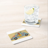 Dachshund in Hippie car  Kartonnen Onderzetters (Insitu)