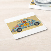 Dachshund in Hippie car  Kartonnen Onderzetters (Schuin)