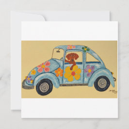 Dachshund in hippieauto
