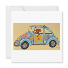 Dachshund in hippieauto