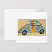 Dachshund in hippieauto kaart (Voorkant / Achterkant)