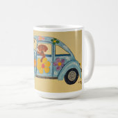 Dachshund in hippieauto koffiemok (Voorkant rechts)