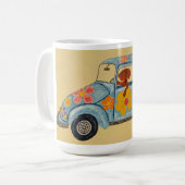 Dachshund in hippieauto koffiemok (Voorkant links)