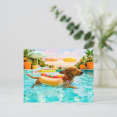 Dachshund in hotdog pak briefkaart (Staand voorkant)