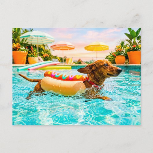Dachshund in hotdog pak briefkaart (Voorkant)