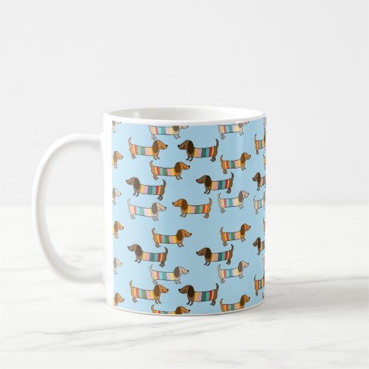 Dachshund in jumpers koffiemok (Links)