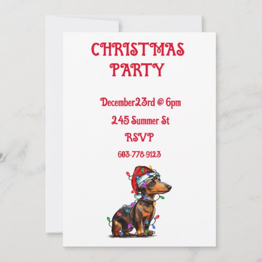 "DACHSHUND IN KERSTLICHTJES" KAART (Achterkant)